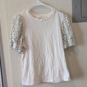 T.La White Top with Black Polka Dot Sleeves